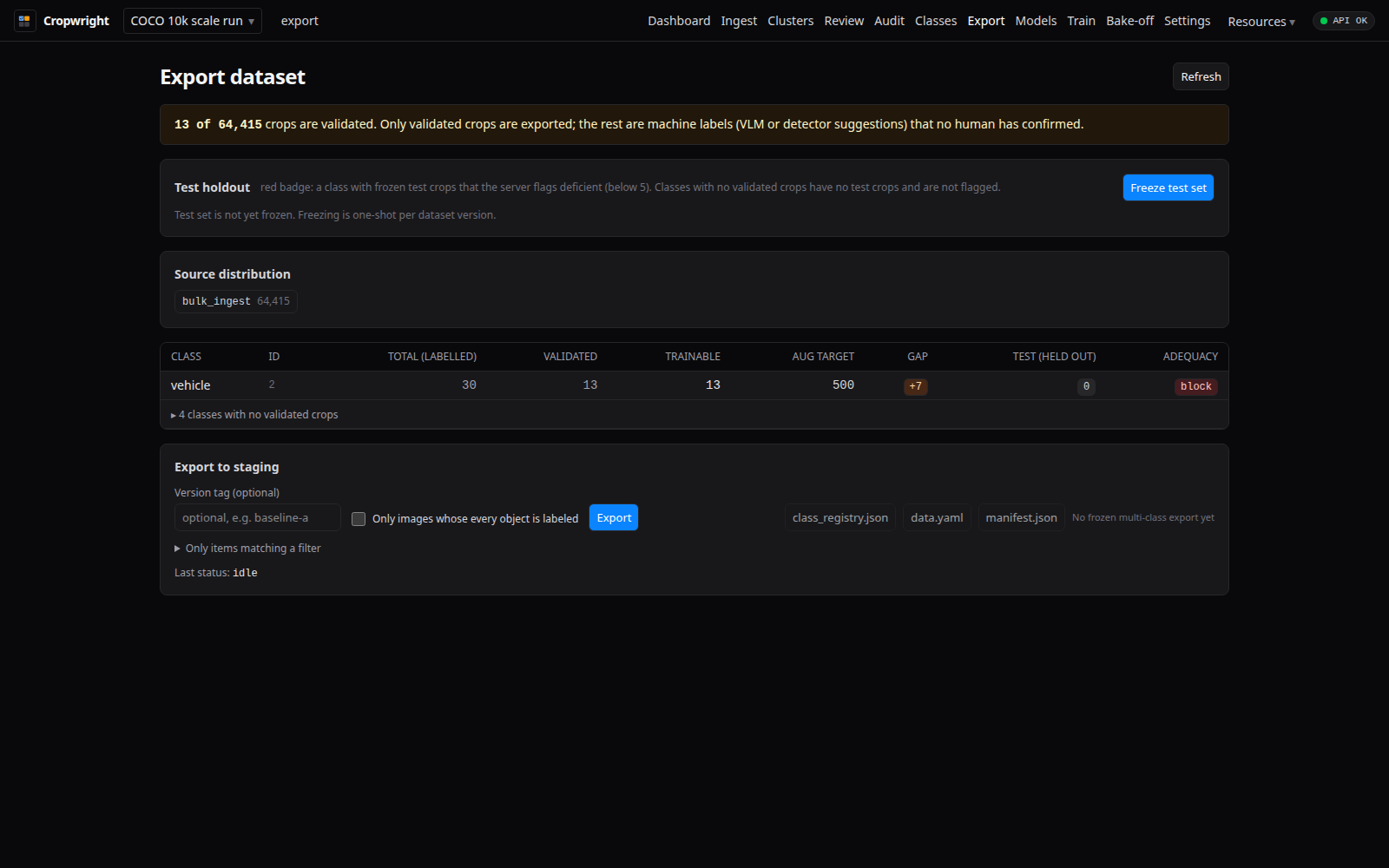 Cropwright Export page