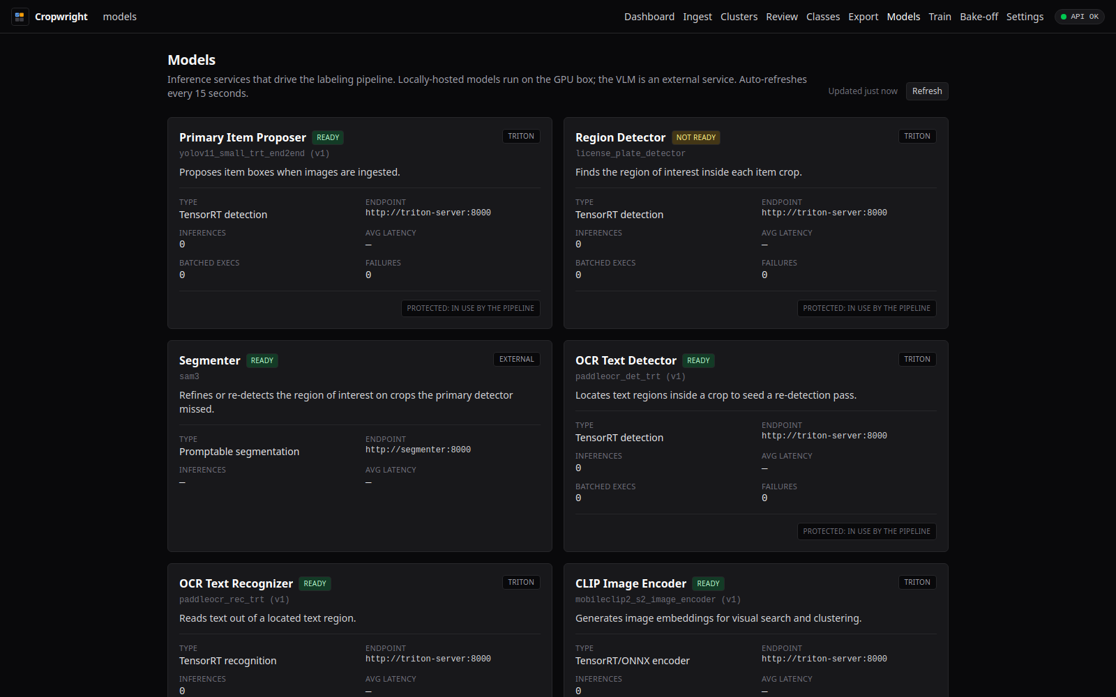 Cropwright Model registry page