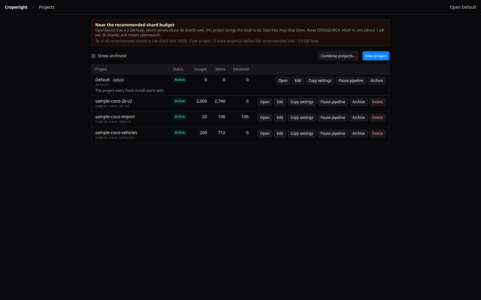 Cropwright projects page