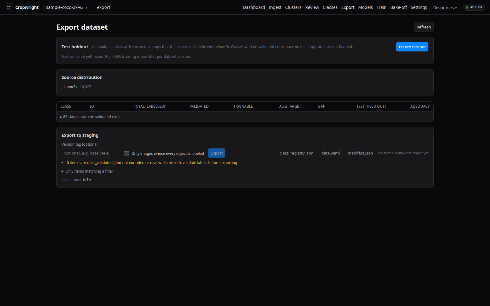 Export page